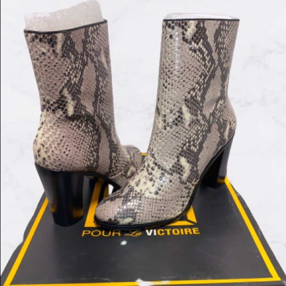POUR LA VICTOIRE MARBLE PYTHON EMBOSSED BOOTIE